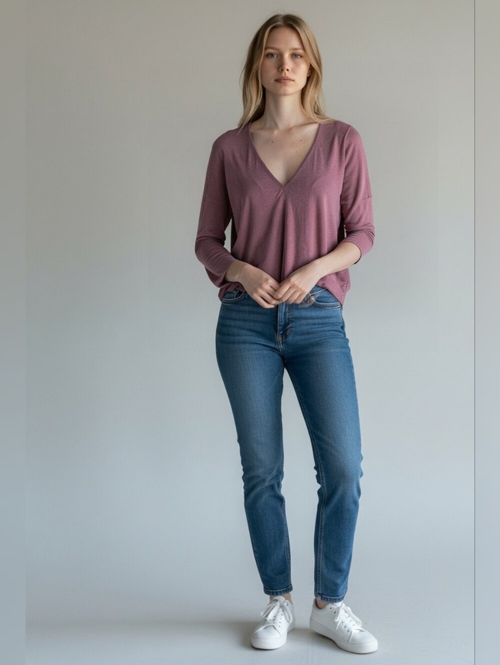 NWT Vince Womens Plum Purple Deep V-Neck Drop Shoulder Oversized Top L $135